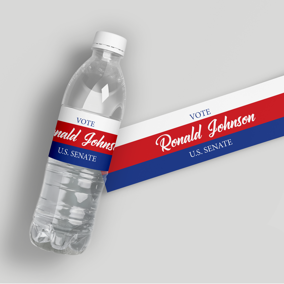 Striped Political Water Bottle Labels