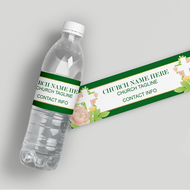 Floral Church Water Bottle Labels