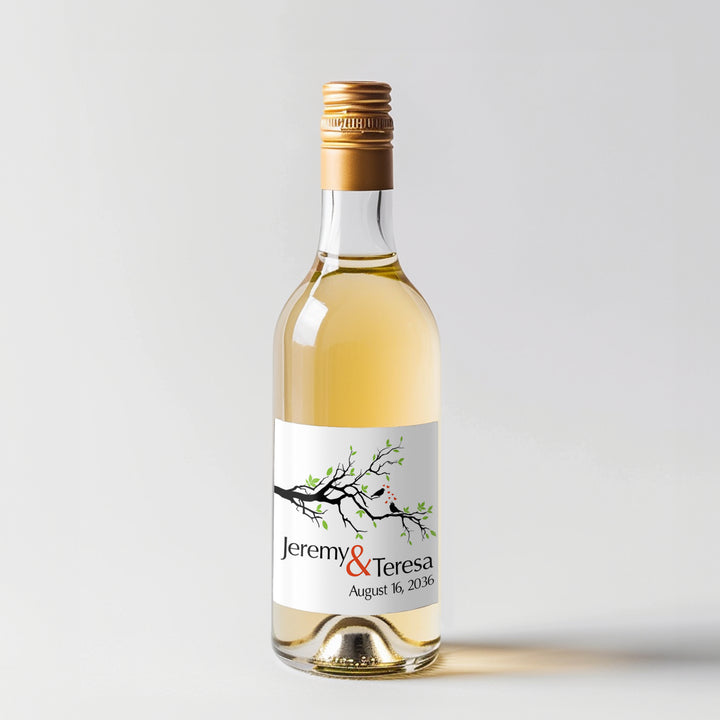 Birds on Tree Mini Wine Label