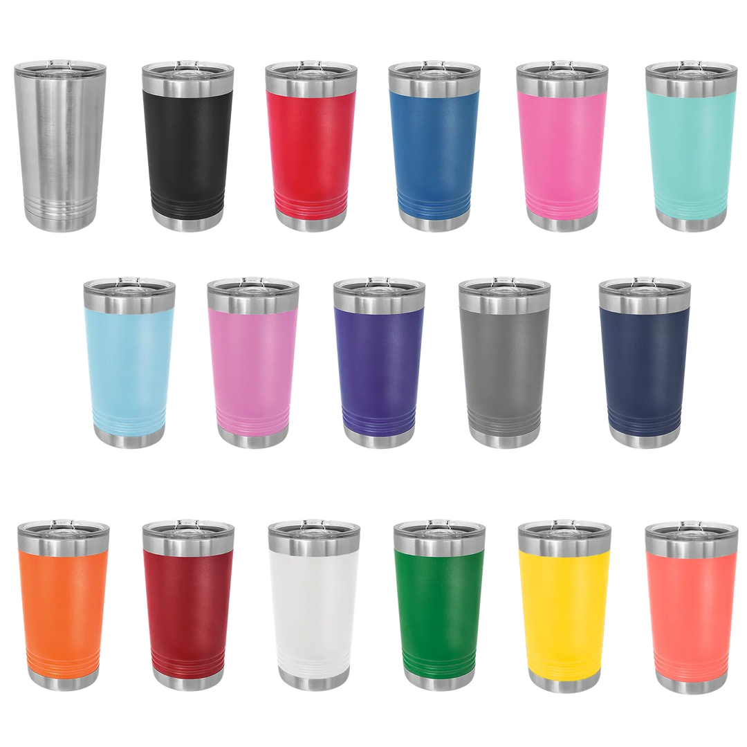 16 oz. Polar Camel Insulated Stainless Steel Pint Glass with Slider Lid – Available in 17 Vibrant Colors