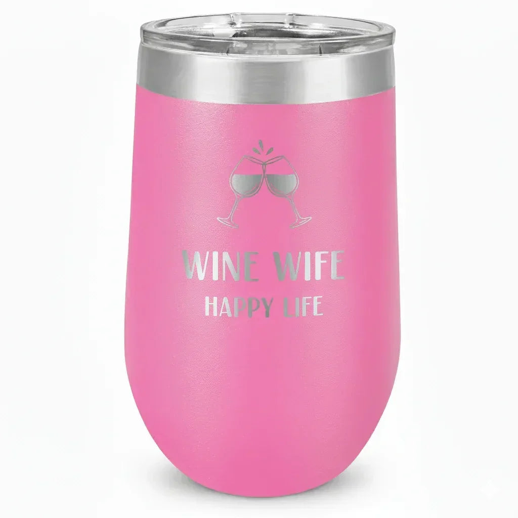 16 oz - Vacuum Insulated Stemless Wine Tumbler with Lid - iCustomLabel