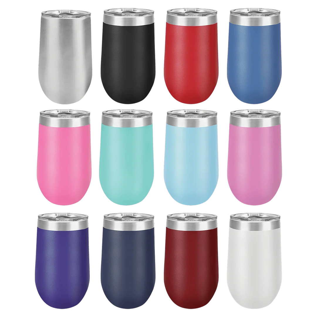 16 oz - Vacuum Insulated Stemless Wine Tumbler with Lid - iCustomLabel