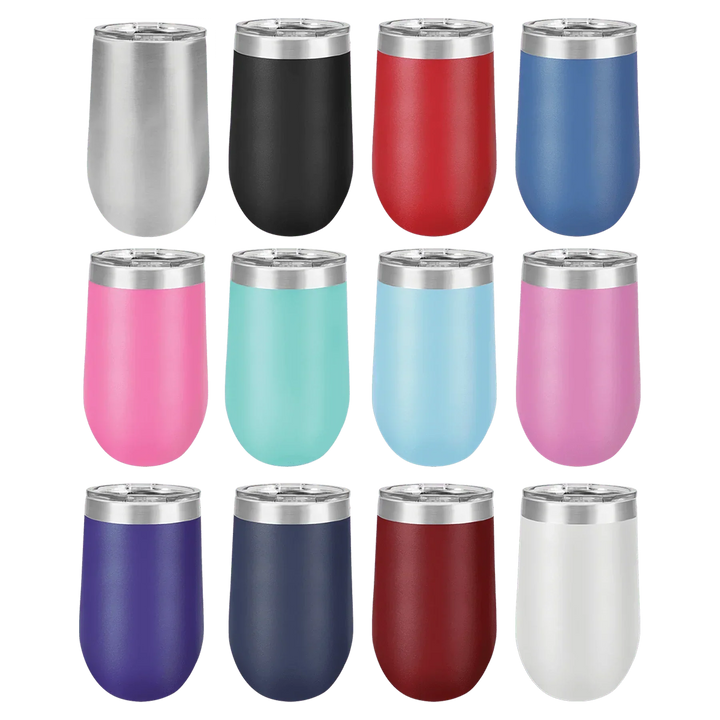 16 oz - Vacuum Insulated Stemless Wine Tumbler with Lid - iCustomLabel
