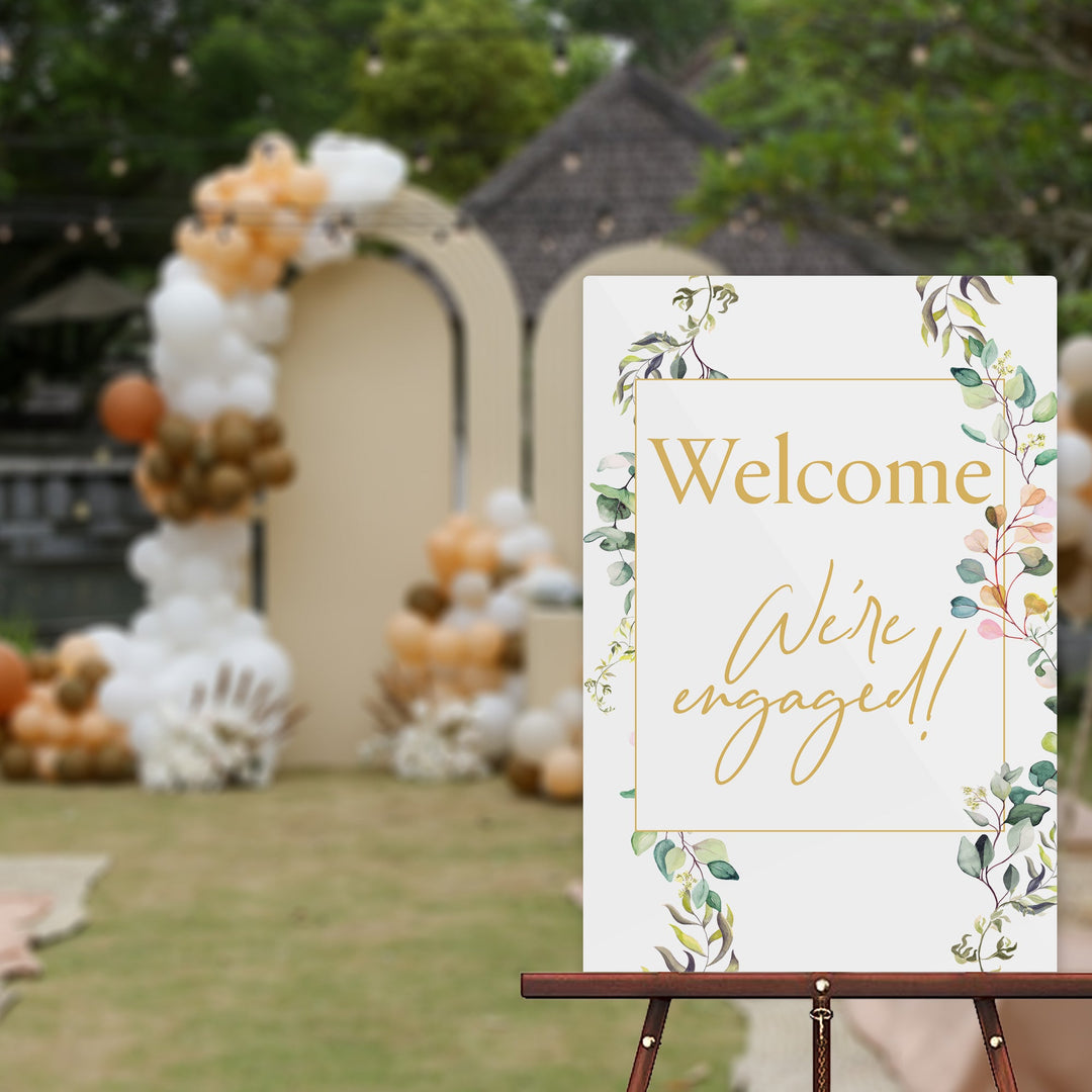 Greenery Engaged Welcome Sign - Wedding