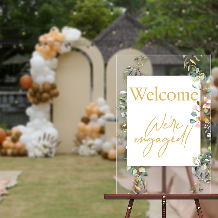 Greenery Engaged Welcome Sign - Wedding
