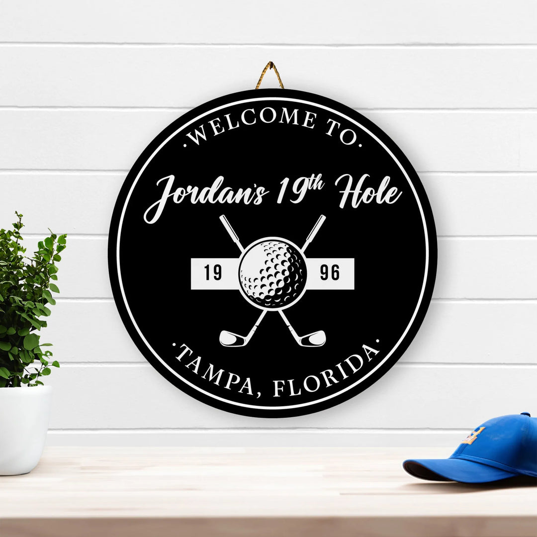 19th Hole Golf Custom Wood Sign - iCustomLabel