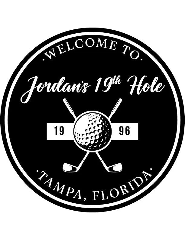 19th Hole Golf Custom Wood Sign - iCustomLabel