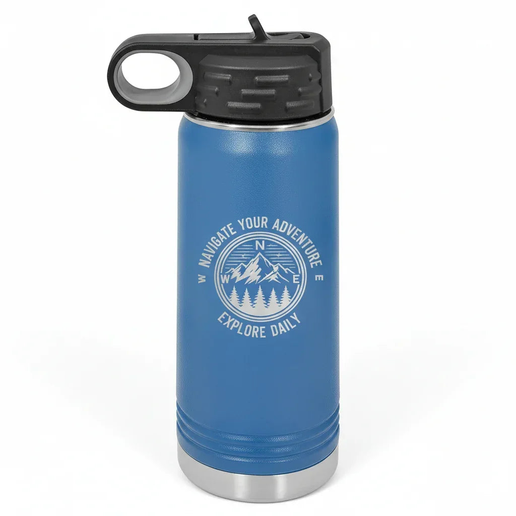20 oz Water Bottle - Customizable Bottle with Flip Lid - iCustomLabel