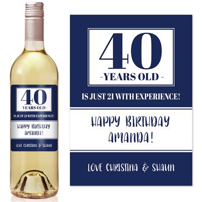 21 With Experience Birthday Wine Label