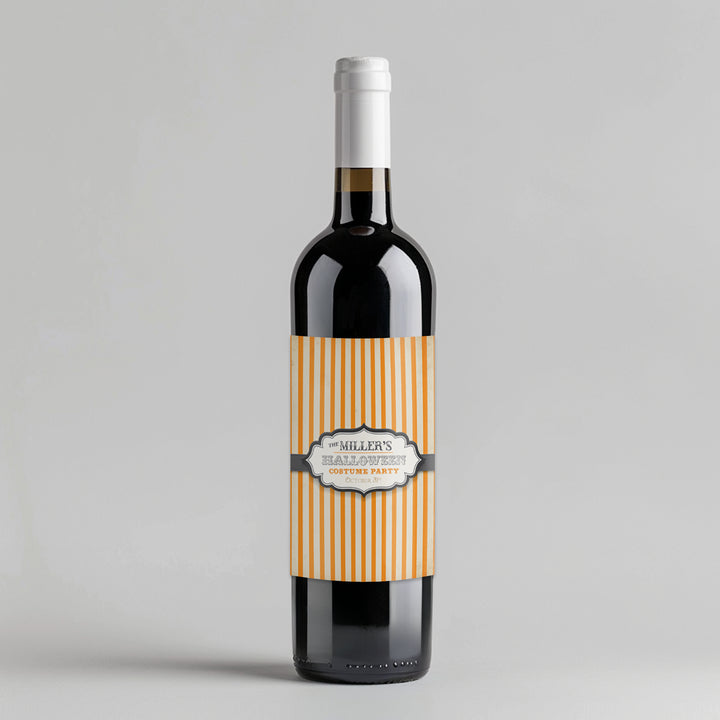 Halloween Pin Stripes Wine Label