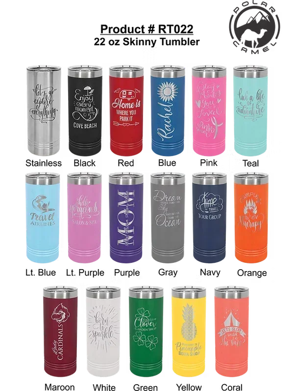 22 oz. Polar Camel Skinny Tumbler with Slider Lid – Stylish Insulated Drinkware Gift - iCustomLabel