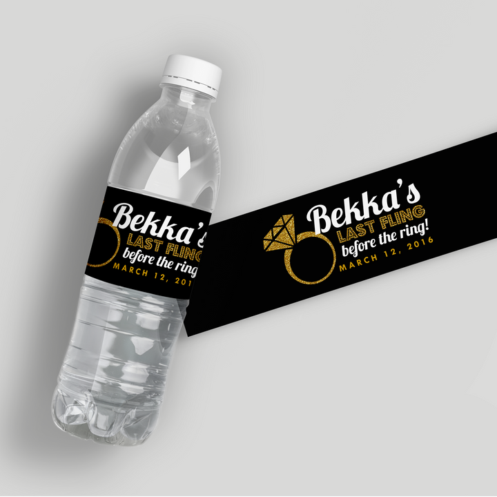 Glitter Rock On Bachelorette Water Bottle Labels