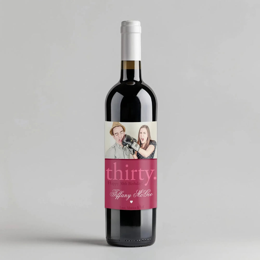 30th Birthday Photo Wine Label - iCustomLabel