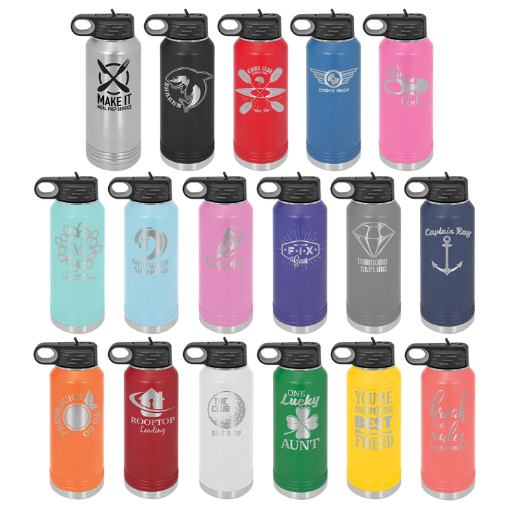 32 oz Water Bottle - Customizable Bottle with Flip Lid