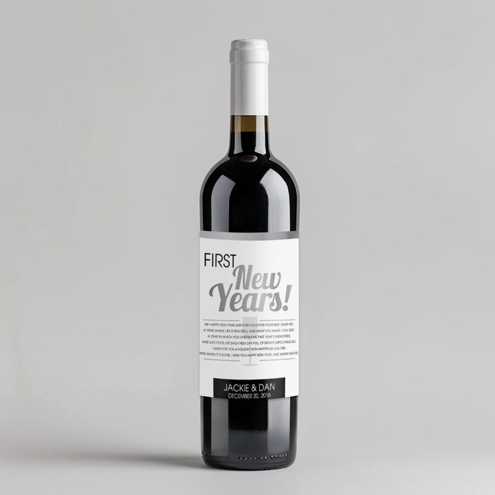 Fun Font New Year's Milestone Wine Label