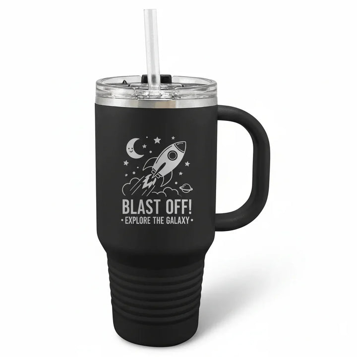 32oz Insulated Tumbler with Straw | Personalized Logo Design Travel Mug - iCustomLabel