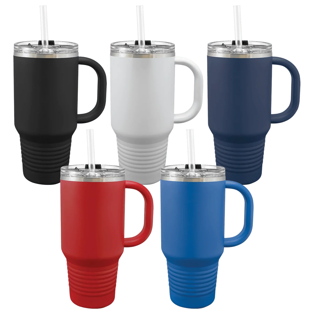 32oz Insulated Tumbler with Straw | Personalized Logo Design Travel Mug - iCustomLabel