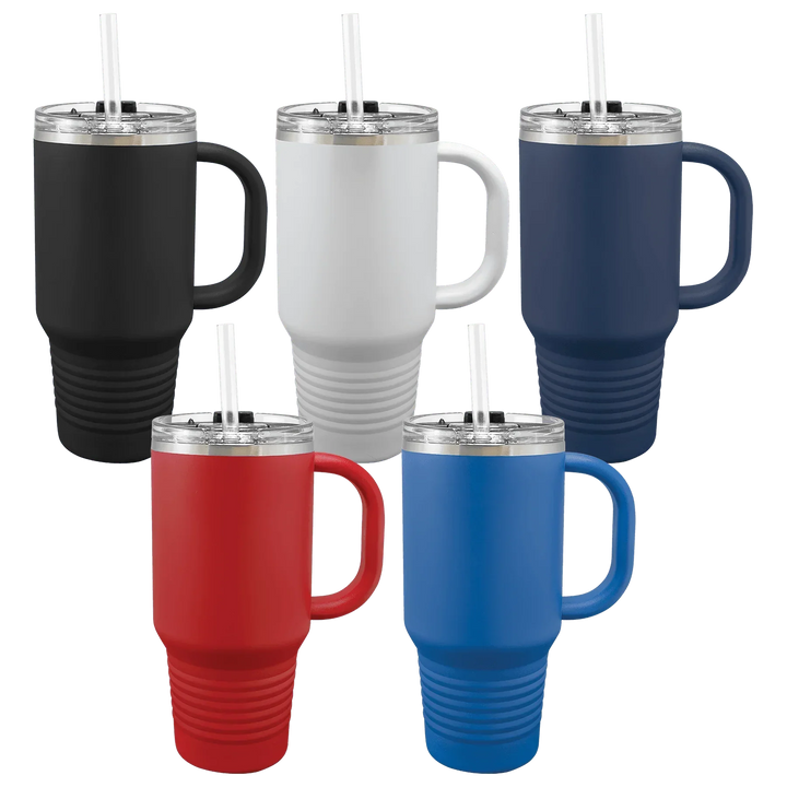 32oz Insulated Tumbler with Straw | Personalized Logo Design Travel Mug - iCustomLabel