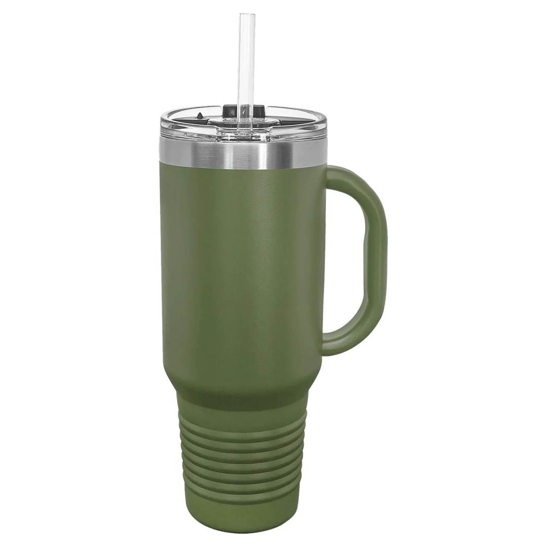 40 oz. Polar Camel High-Endurance Travel Mug with Handle, Snap Lid & Straw- Insulated Powder Coated Tumbler