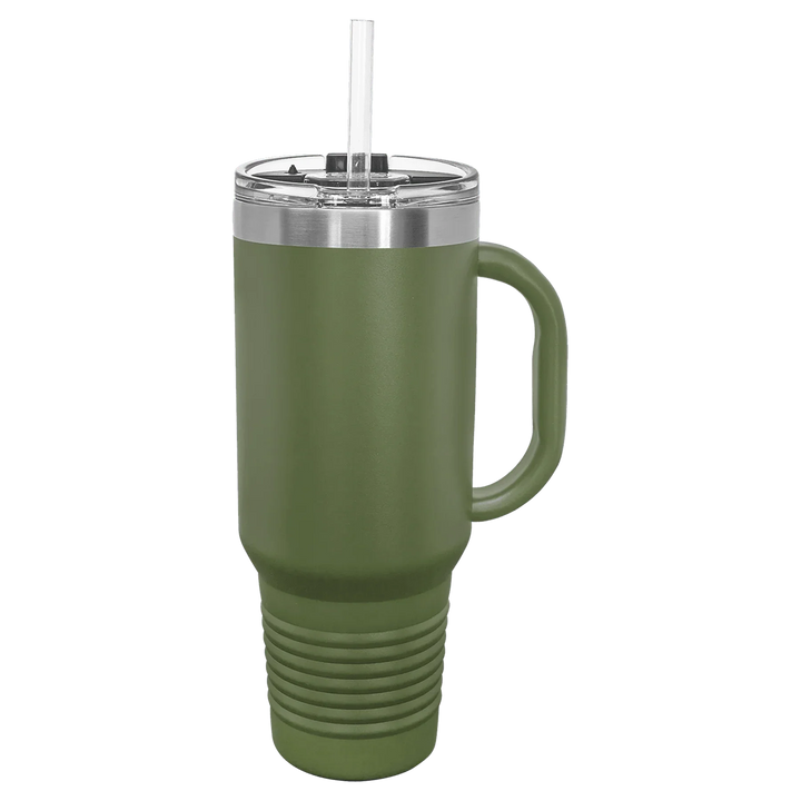 40 oz. Polar Camel High-Endurance Travel Mug with Handle, Snap Lid & Straw- Insulated Powder Coated Tumbler