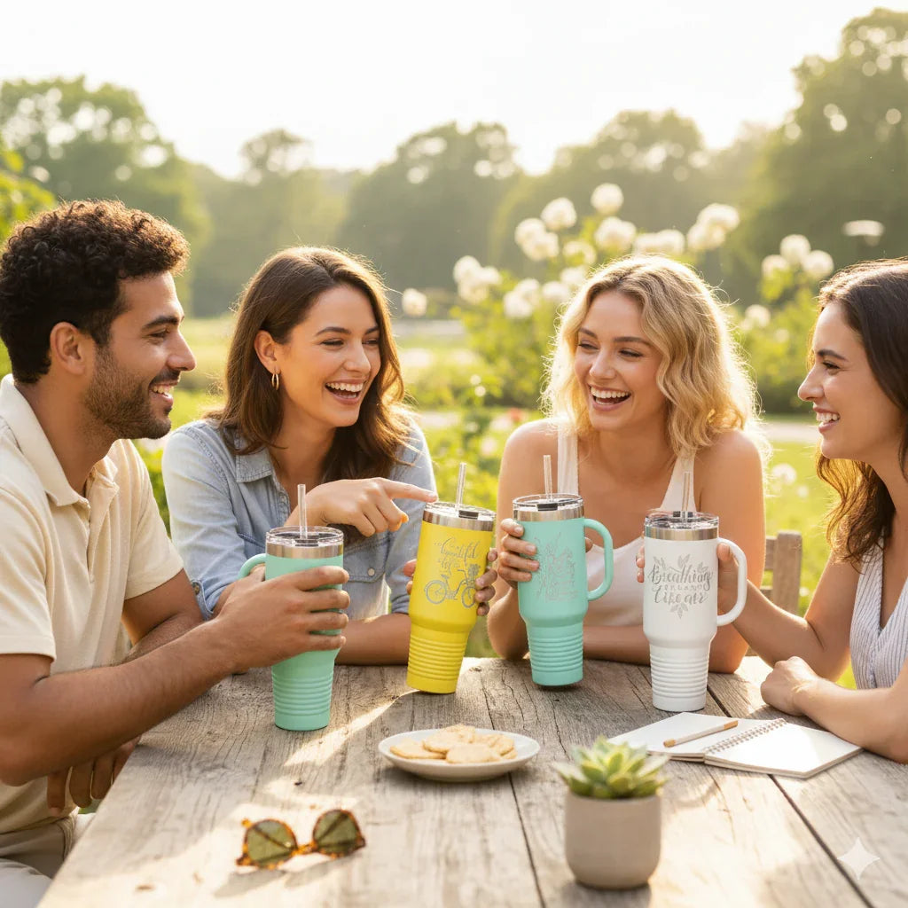 40 oz. Polar Camel High-Endurance Travel Mug with Handle, Snap Lid & Straw- Insulated Powder Coated Tumbler