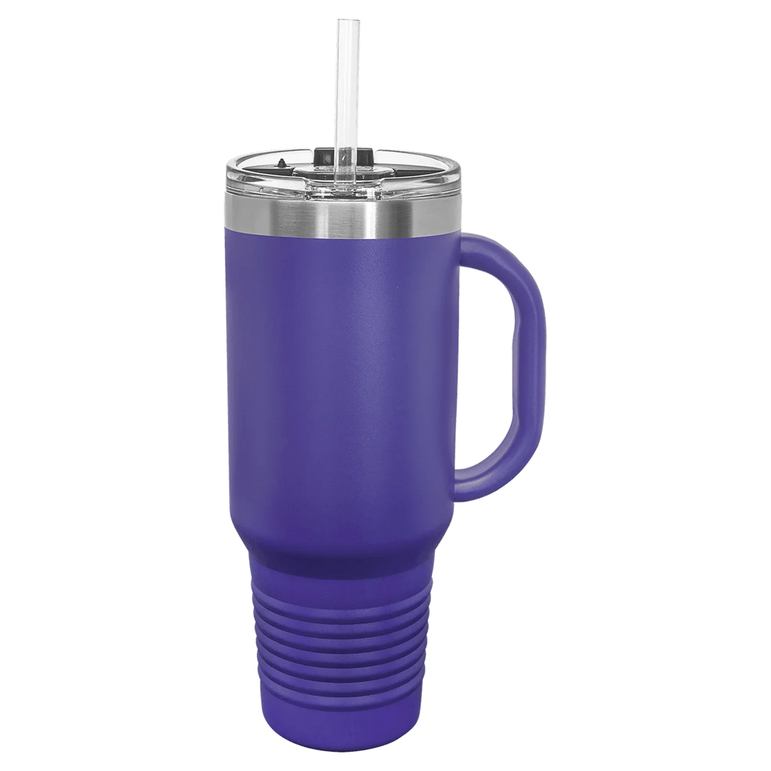 40 oz. Polar Camel High-Endurance Travel Mug with Handle, Snap Lid & Straw- Insulated Powder Coated Tumbler