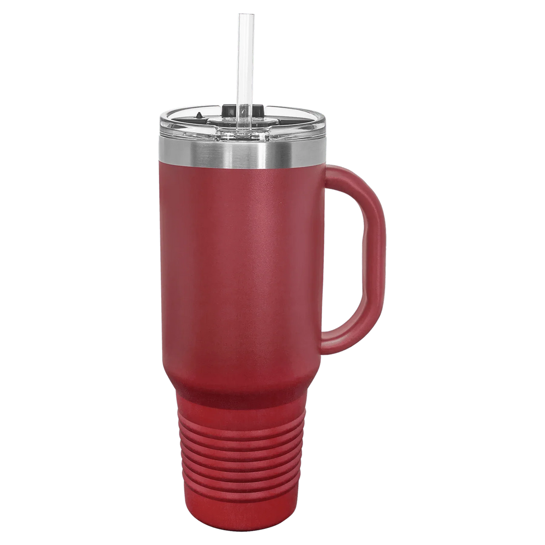 40 oz. Polar Camel High-Endurance Travel Mug with Handle, Snap Lid & Straw- Insulated Powder Coated Tumbler