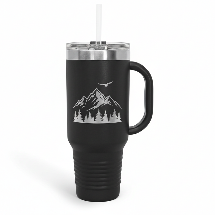 40 oz. Polar Camel High-Endurance Travel Mug with Handle, Snap Lid & Straw- Insulated Powder Coated Tumbler
