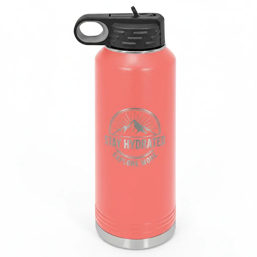 40 oz Water Bottle - Customizable Bottle with Flip Lid - iCustomLabel
