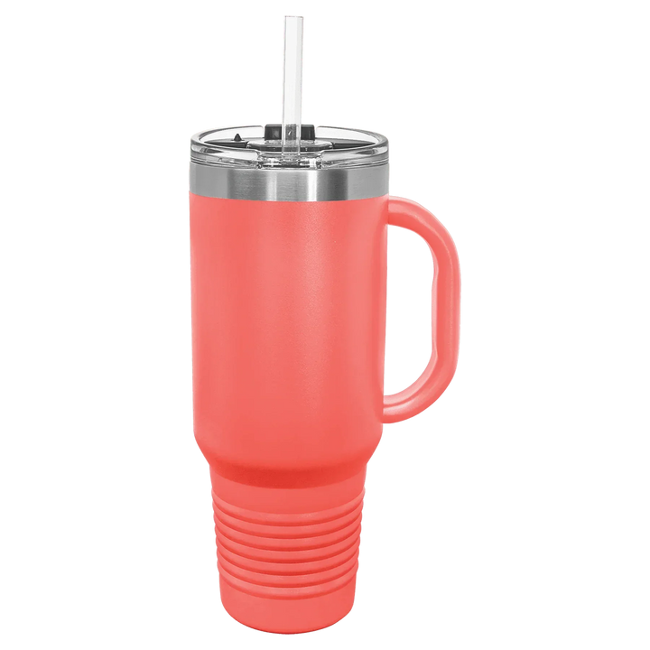 40 oz. Polar Camel High-Endurance Travel Mug with Handle, Snap Lid & Straw- Insulated Powder Coated Tumbler - iCustomLabel