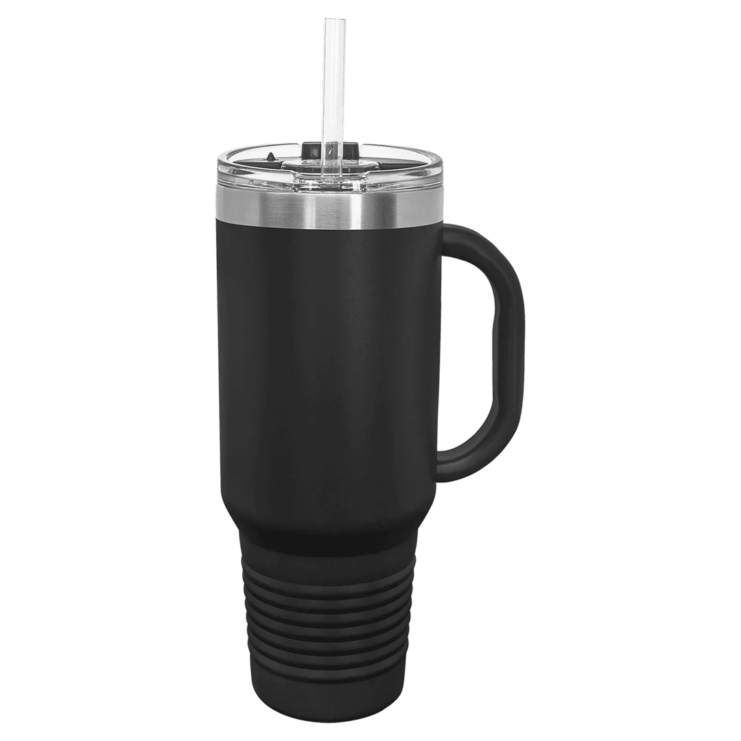 40 oz. Polar Camel High-Endurance Travel Mug with Handle, Snap Lid & Straw- Insulated Powder Coated Tumbler - iCustomLabel