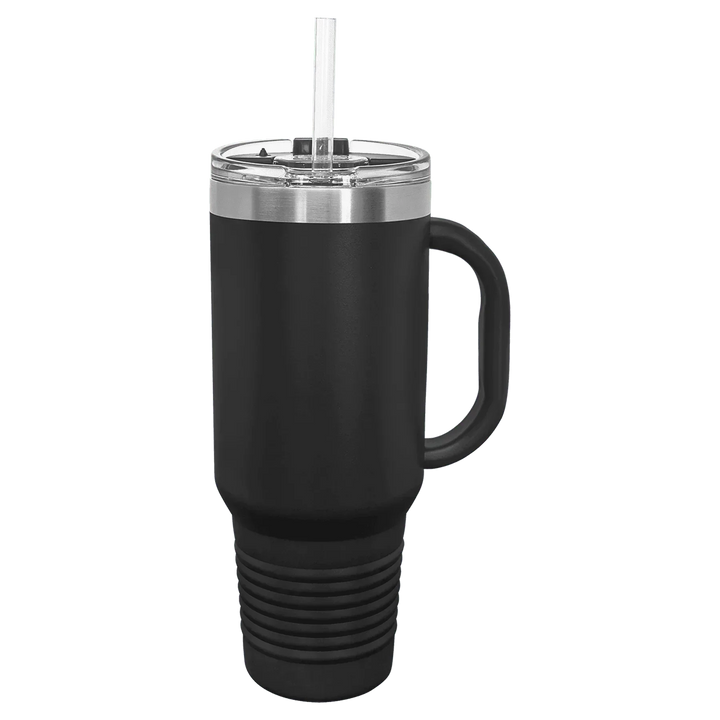 40 oz. Polar Camel High-Endurance Travel Mug with Handle, Snap Lid & Straw- Insulated Powder Coated Tumbler - iCustomLabel
