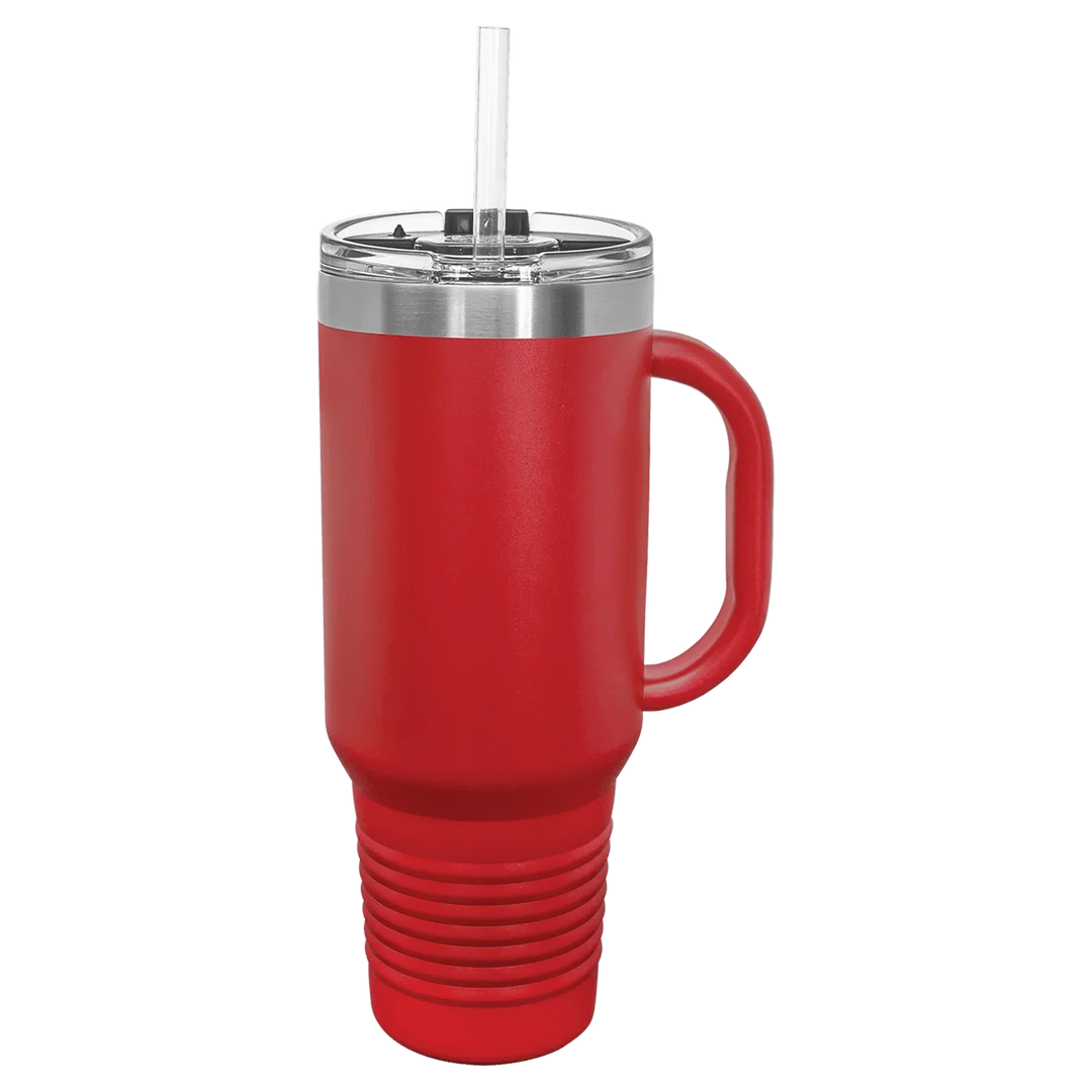 40 oz. Polar Camel High-Endurance Travel Mug with Handle, Snap Lid & Straw- Insulated Powder Coated Tumbler - iCustomLabel