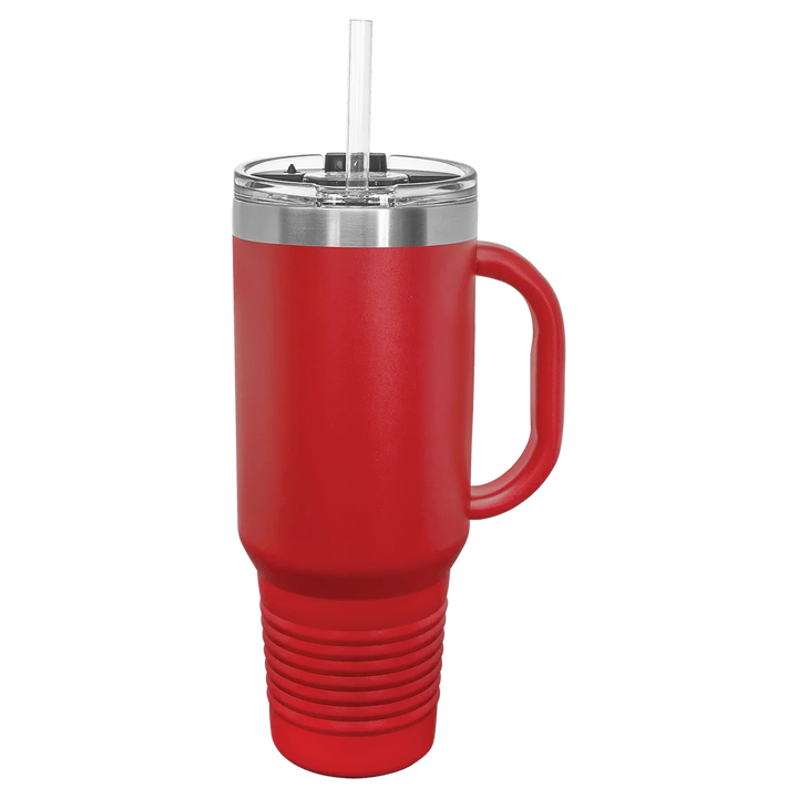 40 oz. Polar Camel High-Endurance Travel Mug with Handle, Snap Lid & Straw- Insulated Powder Coated Tumbler - iCustomLabel