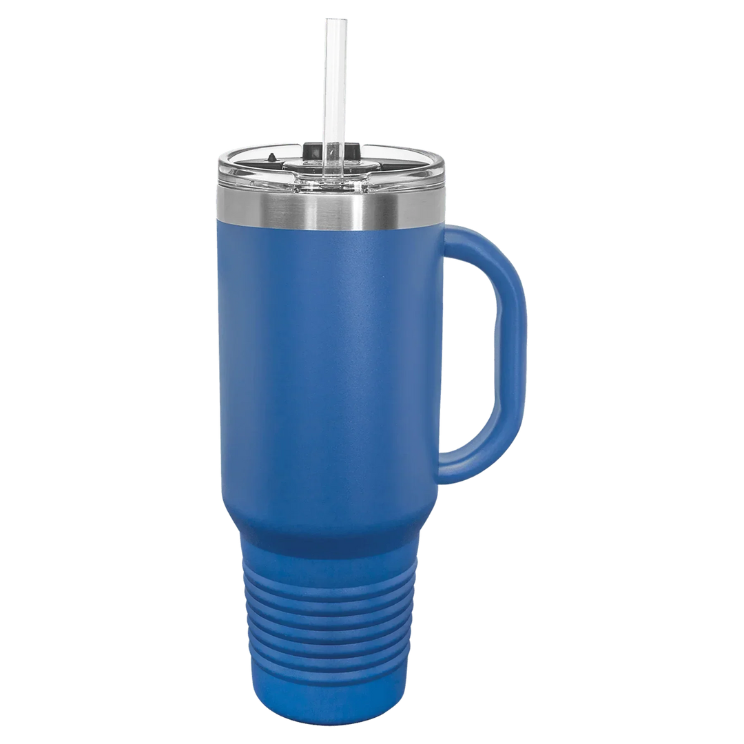 40 oz. Polar Camel High-Endurance Travel Mug with Handle, Snap Lid & Straw- Insulated Powder Coated Tumbler - iCustomLabel