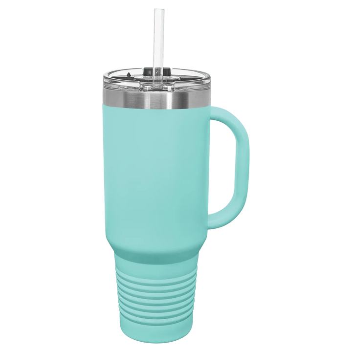 40 oz. Polar Camel High-Endurance Travel Mug with Handle, Snap Lid & Straw- Insulated Powder Coated Tumbler - iCustomLabel