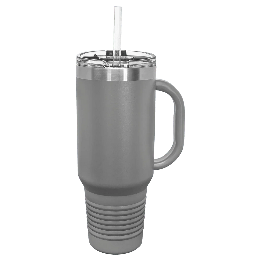 40 oz. Polar Camel High-Endurance Travel Mug with Handle, Snap Lid & Straw- Insulated Powder Coated Tumbler - iCustomLabel
