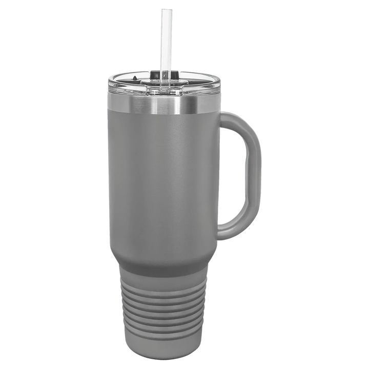 40 oz. Polar Camel High-Endurance Travel Mug with Handle, Snap Lid & Straw- Insulated Powder Coated Tumbler - iCustomLabel