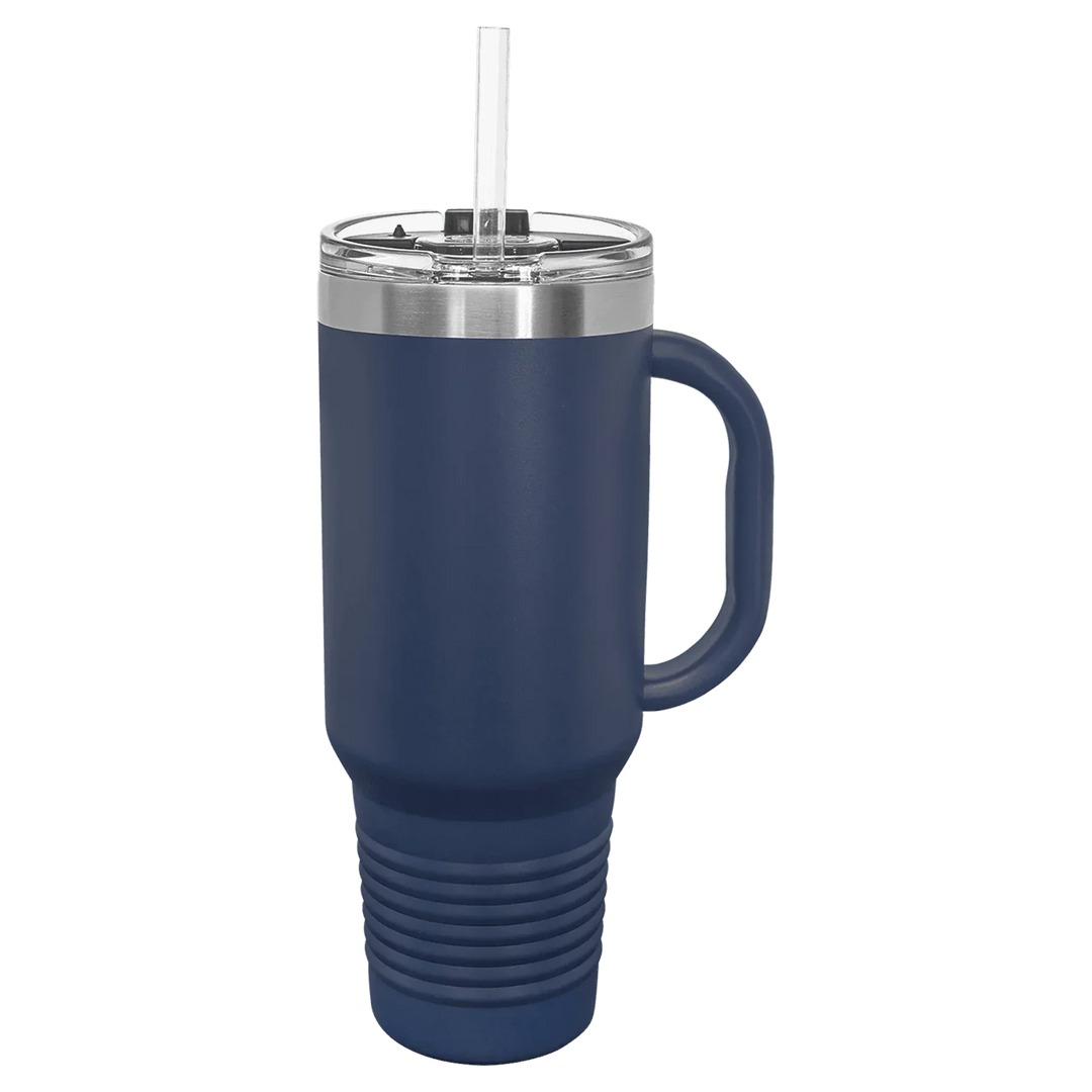 40 oz. Polar Camel High-Endurance Travel Mug with Handle, Snap Lid & Straw- Insulated Powder Coated Tumbler - iCustomLabel