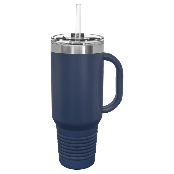 40 oz. Polar Camel High-Endurance Travel Mug with Handle, Snap Lid & Straw- Insulated Powder Coated Tumbler - iCustomLabel