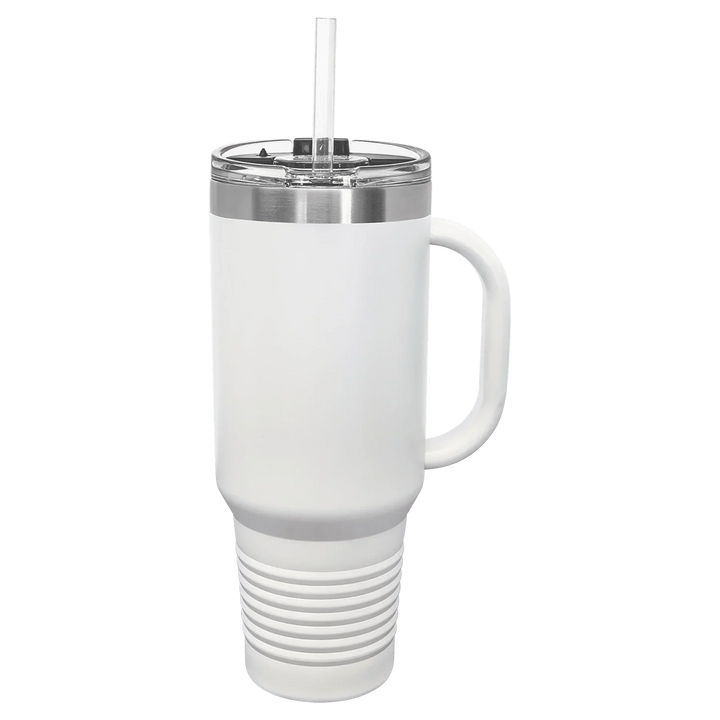 40 oz. Polar Camel High-Endurance Travel Mug with Handle, Snap Lid & Straw- Insulated Powder Coated Tumbler - iCustomLabel