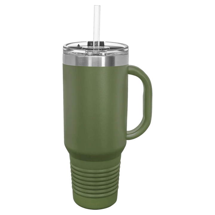 40 oz. Polar Camel High-Endurance Travel Mug with Handle, Snap Lid & Straw- Insulated Powder Coated Tumbler - iCustomLabel