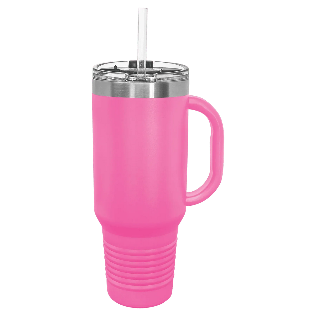 40 oz. Polar Camel High-Endurance Travel Mug with Handle, Snap Lid & Straw- Insulated Powder Coated Tumbler - iCustomLabel