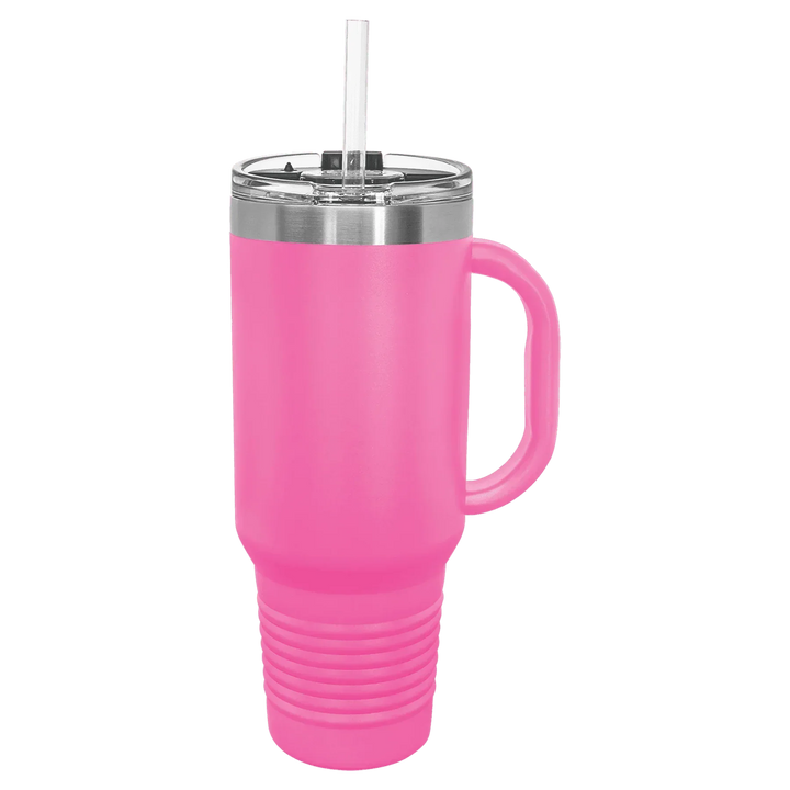 40 oz. Polar Camel High-Endurance Travel Mug with Handle, Snap Lid & Straw- Insulated Powder Coated Tumbler - iCustomLabel
