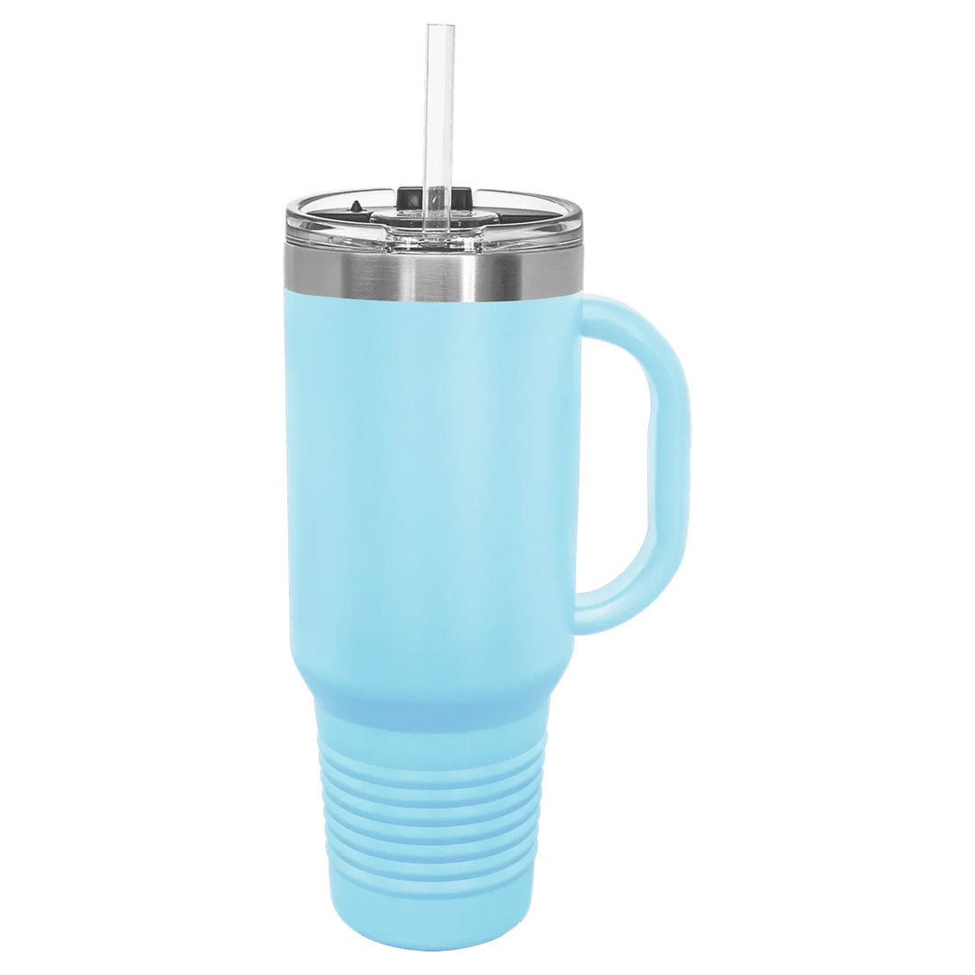 40 oz. Polar Camel High-Endurance Travel Mug with Handle, Snap Lid & Straw- Insulated Powder Coated Tumbler - iCustomLabel