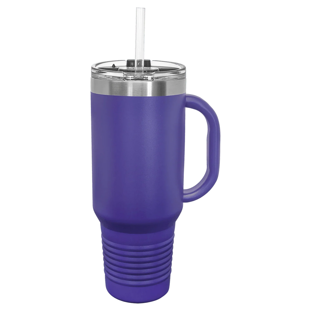 40 oz. Polar Camel High-Endurance Travel Mug with Handle, Snap Lid & Straw- Insulated Powder Coated Tumbler - iCustomLabel