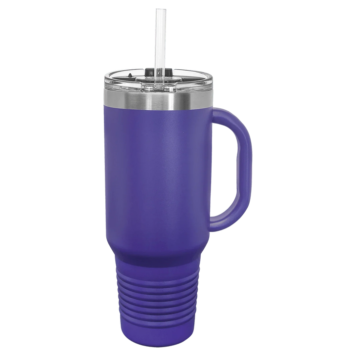 40 oz. Polar Camel High-Endurance Travel Mug with Handle, Snap Lid & Straw- Insulated Powder Coated Tumbler - iCustomLabel