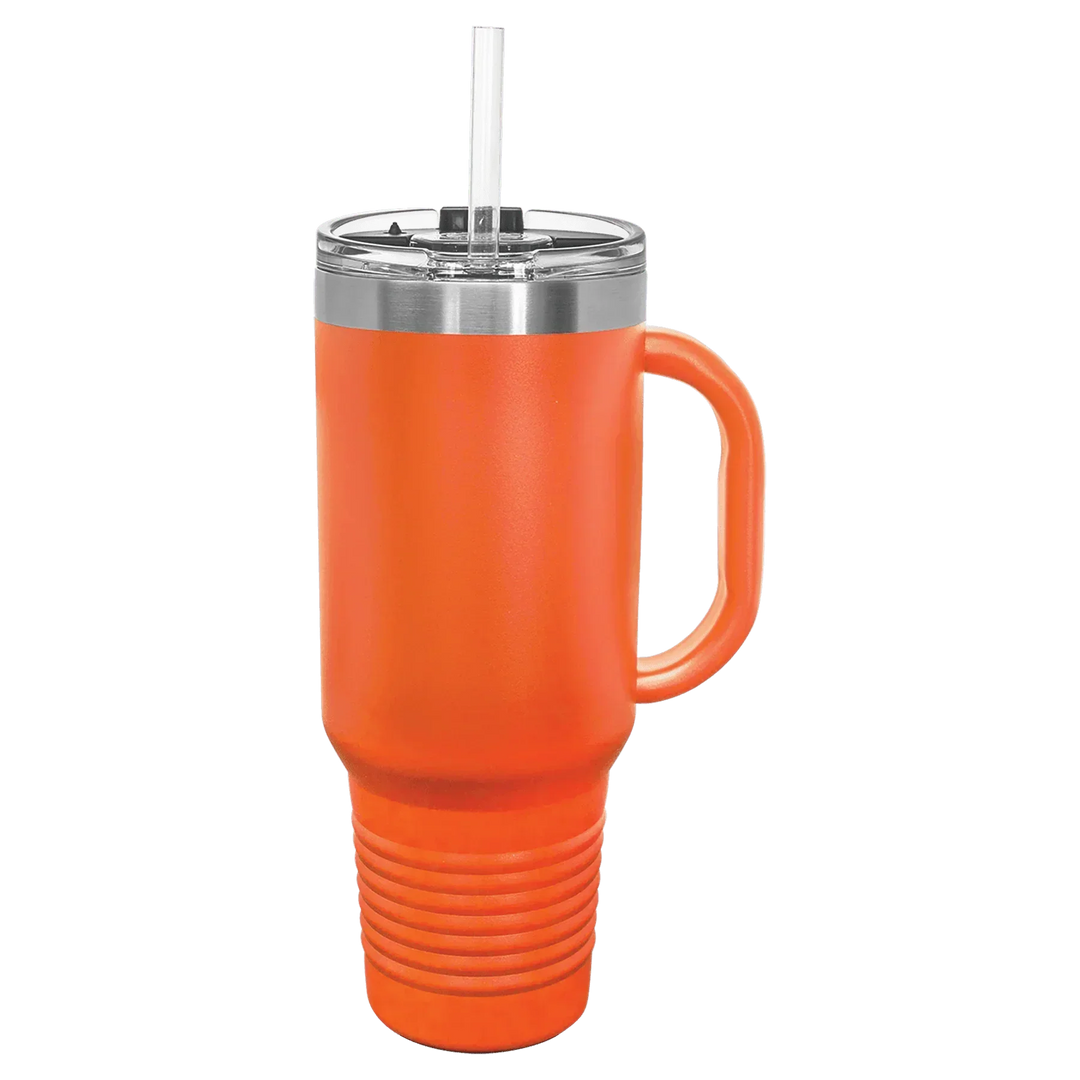 40 oz. Polar Camel High-Endurance Travel Mug with Handle, Snap Lid & Straw- Insulated Powder Coated Tumbler - iCustomLabel