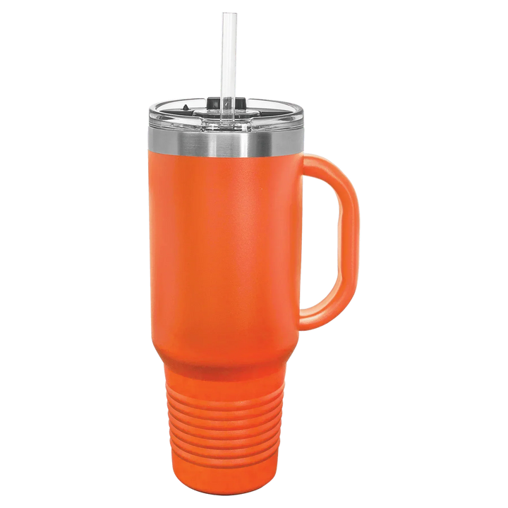 40 oz. Polar Camel High-Endurance Travel Mug with Handle, Snap Lid & Straw- Insulated Powder Coated Tumbler - iCustomLabel