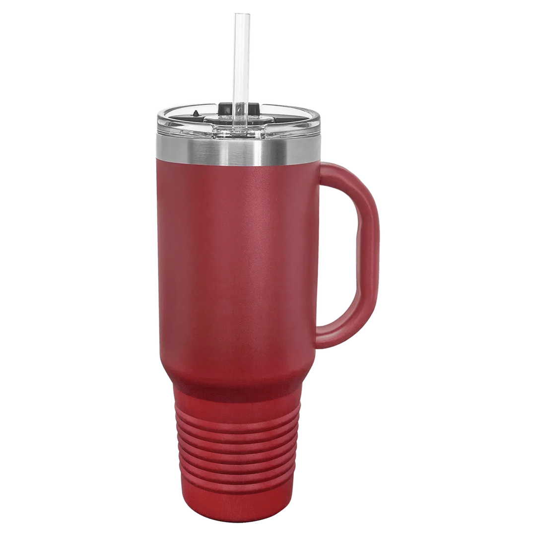 40 oz. Polar Camel High-Endurance Travel Mug with Handle, Snap Lid & Straw- Insulated Powder Coated Tumbler - iCustomLabel